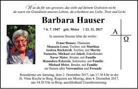Barbara hauser directory in the us. Traueranzeigen Von Barbara Hauser Mittelbayerische Trauer