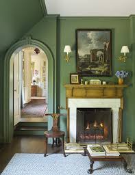 Grass Green With Antique Mantel And White Surround Traditional House Green Interiors House Design