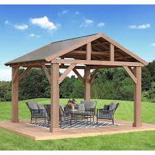 ⏩ let retractableawnings.com show you how to add function and style to your existing pergola. 14 X 12 Cedar Pavilion With Aluminum Roof Costco