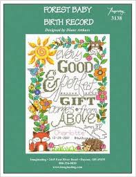 Amazon Com Forest Baby Birth Record Cross Stitch Chart And