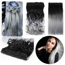 Maybe you would like to learn more about one of these? Black To Silver Grey Ombre Color Clip In On Hair Extensions Real Thick Hairpieces Straight Curly Buy At A Low Prices On Joom E Commerce Platform