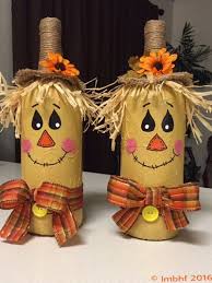 Cute Scarecrow Decoration Scarecrow Crafts Wine Bottle Diy Crafts Fall Crafts Diy