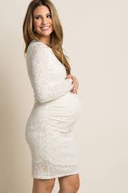 Ivory Lace Fitted Long Sleeve Maternity Dress Long Sleeve Maternity Dress Fitted Maternity Dress Lace Maternity Dress