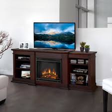 Real Flame Fresno 72 In Media Console Electric Fireplace In Dark Walnut Brown Electric Fireplace Freestanding Fireplace Fireplace Tv Stand