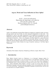 Mood (or grammatical mood) is the form a verb takes to show how it is to be regarded (e.g., as a the three moods in english are the indicative mood, the imperative mood, and the subjunctive mood. Pdf Aspect Mood And Tense Inflection In Dene SÅ³line Josh Holden Academia Edu
