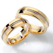 Two Tone 14k Yellow White Yellow Gold Polish Low Dome Grooved Matching Wedding Band Couple Wedding Rings Moonstone Engagement Ring Rose Gold Mens Wedding Rings