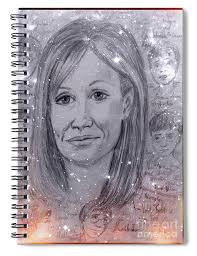 Magical Portrait of J K Rowling Spiral Notebook by Joan-Violet Stretch