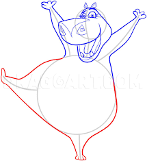 Gloria the hippo coloring pages. How To Draw Gloria From Madagascar Coloring Page Trace Drawing