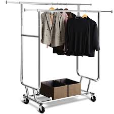 If you are that type the whitmor supreme double rod garment rack is exceptional in design and storage convenience. Tomcare Garment Rack Double Clothes Racks Adjustable Clothing Rack Extensible Clothes Hanging Rack Commercial Grade Garment Rolling Racks For Hanging Heavy Duty Stainless Steel Garment Rack On Wheels Buy Online In Belgium