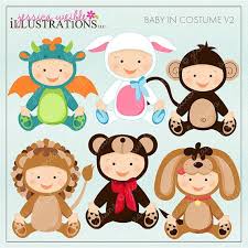 Baby In Costume V2 Cute Digital Clipart For Por Jwillustrations Peso De Porta Gatinho Bichinhos De Feltro Tudo Em Eva