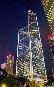 Bank Of China Tower China Hong Kong Night Artificial Light Blue Hour Modern Skyscraper Facade Lighting Skyscraper Modern Skyscrapers