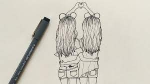 How To Draw Best Friends Easy | Step By Step - Youtube