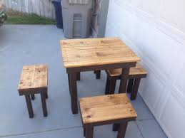 Outdoor table bench set of 3 wood patio dining tables garden furniture teak. Patio Table And Bench Set Tumbleweed Woodcrafts
