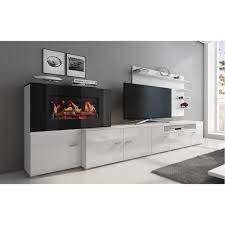 L'homme moderne ne considère plus son logement comme un simple lieu fonctionnel. Meuble De Salon Avec Cheminee Electrique A 5 Niveaux De Flamme Blanc Mat Et Laque Blanc Brillant 290 X 170 X 45 Cdiscount Maison