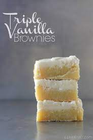 Triple Vanilla Brownies Baked In Az Recipe Desserts Vanilla Brownies Food