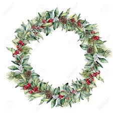 Welcome spring into your space with this eucalyptus and berry artificial wreath. Watercolor Winter Wreath With Red Berries Hand Painted Snowberry Stock Photo Picture And Royalty Free Image Image 91805257