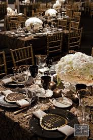 Black And Gold Wedding Decor Wedding Planning Event Design Production By Swank Productions At Lyndhurst Castle Www Swankpr White Rose Centerpieces Rose Centerpieces Black Gold Wedding