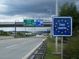 Rozvadov Grensovergang Duitsland Tsjechie Highway Signs Border Romania
