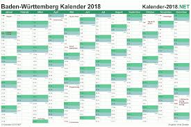 Berechne die anzahl der arbeitstage und feiertage zwischen zwei datumsangaben. Kalender 2018 Baden Wurttemberg
