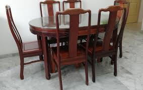 Argos home lido glass extending dining table & 6 chairs. Firesale 6 Seater Oval Rose Wood Dining Table And Original 6 Chairs Glass Top Original Price 2888 Clearance 688 Furniture Tables Chairs On Carousell