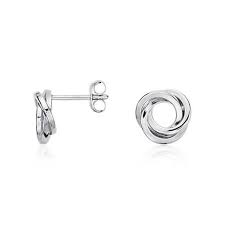Flat Love Knot Stud Earrings In Sterling Silver Blue Nile Knot Stud Earrings Knot Studs Stud Earrings