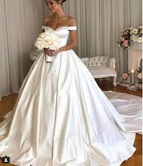 Simple Ball Gown Wedding Dresses Off The Shoulder Sleeveless Bridal Gowns Off Shoulder Wedding Dress Ball Gown Wedding Dress Satin Wedding Gown