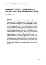 Nmh Brage Gender Performativity Through Musicking Examples From A Norwegian Classroom Study