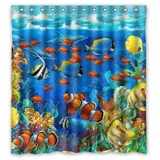 Children will love transforming their walls into an underwater adventure! Under Sea Colorful Fishes Coral Reef Fabric Shower Curtain Set Bathroom Decor Home Garden Shower Curtains
