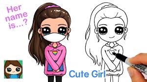 The bottom part of the face should narrows significantly as it goes. How To Draw A Cute School Girl Wearing A Face Mask Youtube