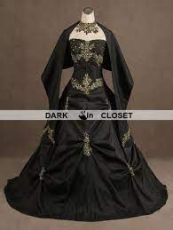 Gothic Green And Black Style Dresses Black Sweetheart Lace Applique Gothic Wedding Dress Can You Leave The Dress Black Steampunk Dress Dresses Weding Dress