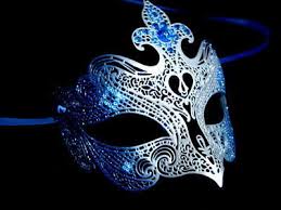 Blue and silver masquerade mask; Fantasia Lady Masquerade Mask Blue