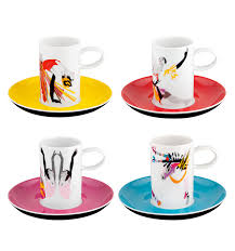 A charming way to start your day. Porcelain Set Of 4 Coffee Cups With Saucers From The Collection Dedicated To The Composer Czajkowski Vista Alegre