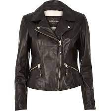 River Island Black Leather Biker Jacket 140 Liked On Polyvore Featuring Outerwear Jackets Black Leather Biker Jacket Leather Jackets Women Biker Jacket