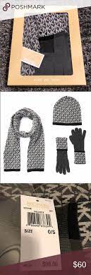 Mk Scarf Hat Glove Combo New In Box Includes A Matching Set Of Mk Hat Gloves And Scarf Michael Michael K Scarf Hat Michael Kors Accessories Clothes Design