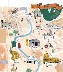 The metro in rome has three lines that cross the city diagonally. City Of Rome Map Carte Illustree De Rome Italie Rome Map Illustrated Map Travel Collage