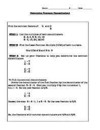 Determining Common Denominators Notes And Practice Common Denominators Denominator Story Elements