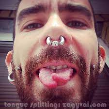 Tongue Splitting Body Modifications Carnival Face Paint Piercings