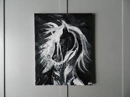 Black And White Canvas Painting For Beginners Original Painting Abstract Black And White Horse Wild Horse 16 X 20 Acrylic On Canvas White Horse Painting Painting Horse Paintings Acrylic