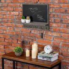 Maybe you would like to learn more about one of these? Gray Wood Chalkboard Wall Organizer W Hooks Mygift