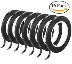 Leyaron 16 Pcs Whiteboard Graphic Chart Tape Dry Erase Board Art Tape Thin Black Gridding Graphic Tape 3mm Width Glossy Black