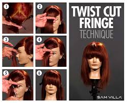 Make sure to watch your desired video a few times before starting. Updated Twist Cut Fringe Technique Free Sam Villa Video