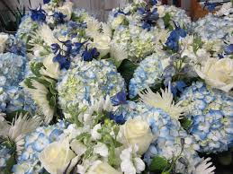 We will sign a card on your behalf, send you a picture of your if we don't have flowers of your choice, we will substitute it with another white peony or offer you suitable options. Seaside Wedding Blue And White Centerpieces With Hydrangea Roses Spider Mums Stock And Delphinium White Centerpiece Floral Centerpieces Flowers