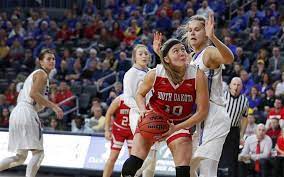 South Dakota State S Tylee Irwin Defends South Dakota S Allison Arens During Tuesday S Summit League Women S Bask Basketball Tournament League Youth Basketball