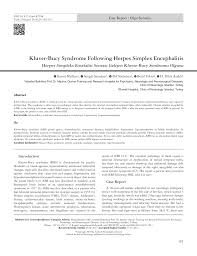 Pdf Kluver Bucy Syndrome Following Herpes Simplex Encephalitis