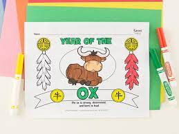 Chinese horoscope year of the ox coloring pages. Chinese New Year Ox Coloring Page Free Printable Fun365
