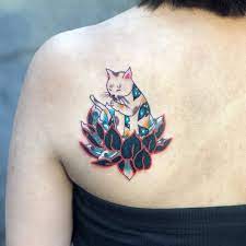 Cat And Lotus Tattoo Tattoos L Tattoo Unique Tattoo Designs