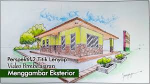 Gambar perspektif adalah teknik menggambar yang digunakan untuk mengilustrasikan dimensi lewat bidang datar. Tahapan Menggambar Perspektif 2 Tl Eksterior Youtube