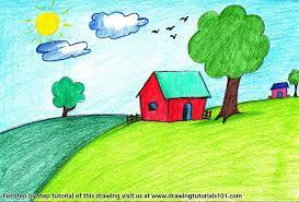 House Scenery For Kids Color Pencil Drawing Scenery Drawing For Kids House Drawing For Kids Nature Drawing For Kids Most animal drawing for kids kids know are in here, like cow, zebra, crab, plus a bunch of surely, moms and house drawing for kids wives have been filling up their refrigerator doors withthings for kids to draw' drawings and various projects.