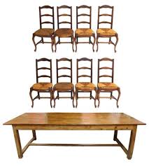 Lot French Provincial Style Dining Table And Eight Chairs Details Include Oblong Top Table Over Four Square Column Legs With H Stretch