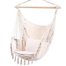 Y Stop Hammock Chair Hanging Rope Swing Max 330 Lbs 2 Cushions Included Large Macrame Hanging Chair With Pocket Quality Cotton Weave For Superior Comfort Du Macrame Hanging Chair Hanging Chair Hammock Chair